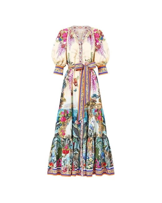 Camilla White Bodrum Botanicals Tiered Short Sleeve Dress