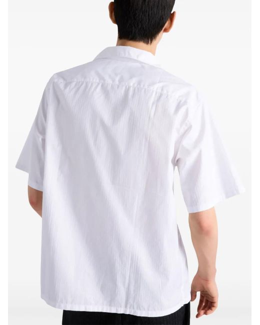 Prada White Logo-Patch Bowling Shirt for men