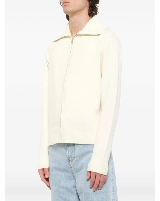 Entire studios White Knit Zip-Up Jacket for men