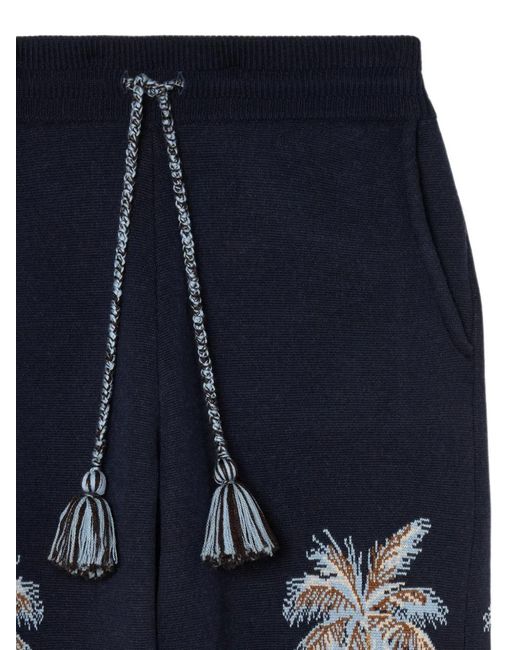Alanui Blue Diamond Head Jacquard-Knit Track Pants for men
