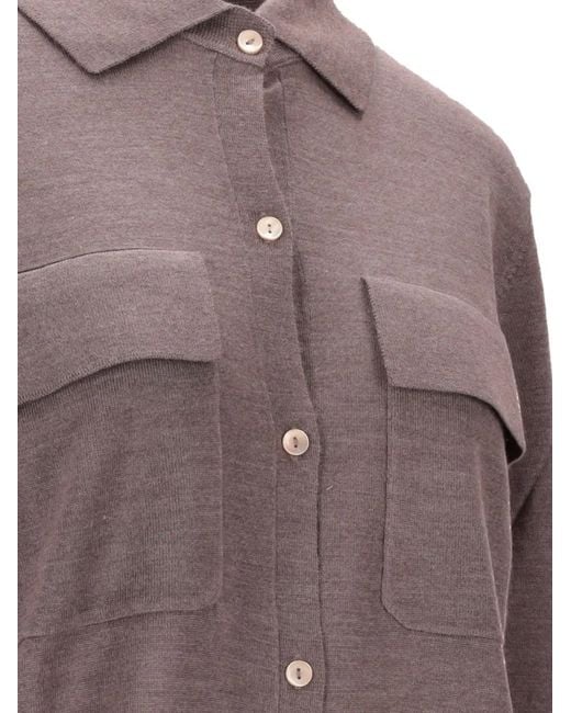 P.A.R.O.S.H. Brown Cardigan À Détails De Poches