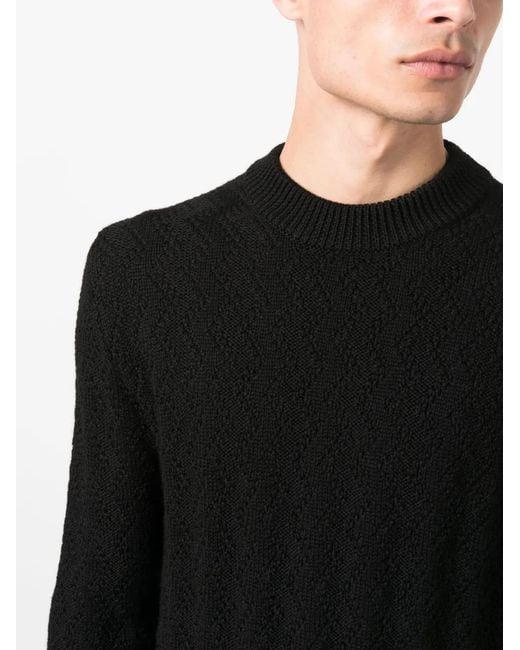 Tagliatore Black Crew-Neck Virgin Wool Jumper for men