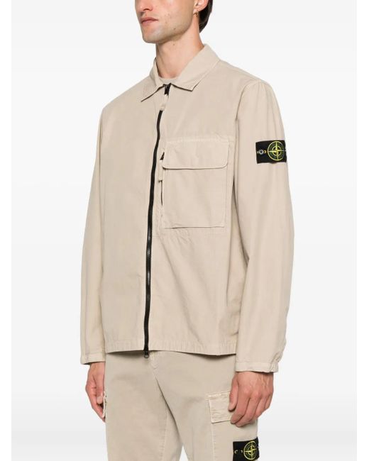 Stone Island Natural Zip-Front Patch-Pocket Jacket for men