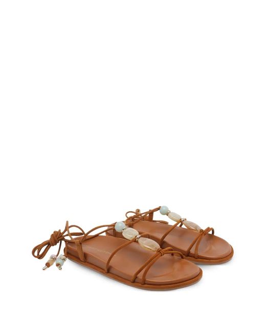 Stuart Weitzman Brown Beaded Wrap Sandals