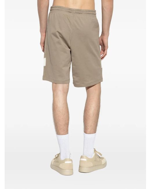 EA7 White Logo-Print Drawstring Track Shorts for men