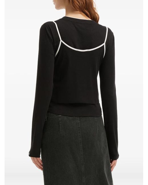 Mini Cream Black Long-Sleeve Top