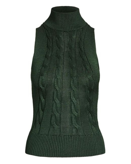 Ralph Lauren Green Pullunder Mit Zopfmuster