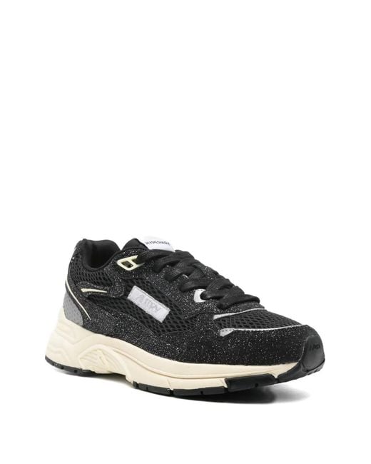 Autry Black Hyperway Glitter-Effect Sneakers