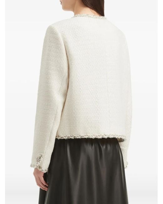 B+ AB White Braided-Trim Tweed Jacket