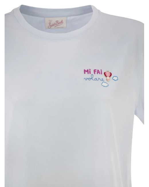Mc2 Saint Barth Gray Embroidered Cotton T-Shirt