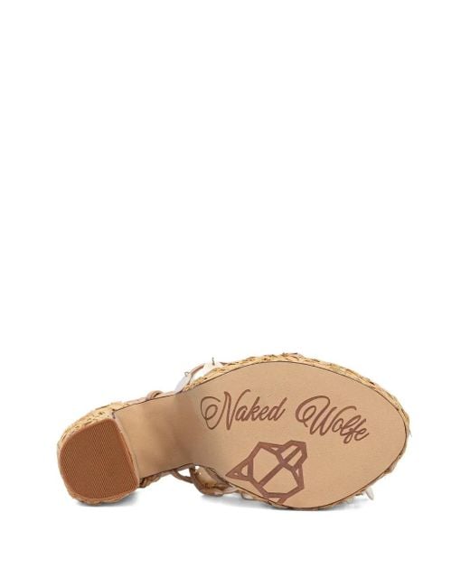 Naked Wolfe Metallic 130Mm Fantastic Shell-Embellished Raffia Platform Espadrilles