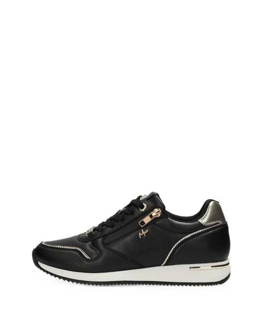 Mexx Black Side-Zip Metallic-Trim Sneakers