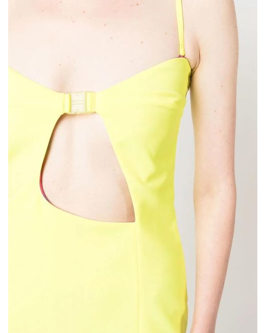 DSquared² Yellow Cut-Out Buckled Minidress