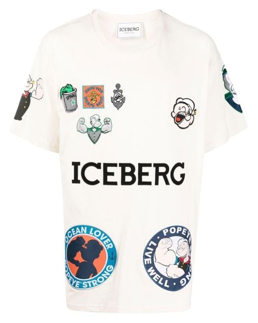 メンズ Iceberg Popeye パッチディテール Tシャツ Natural