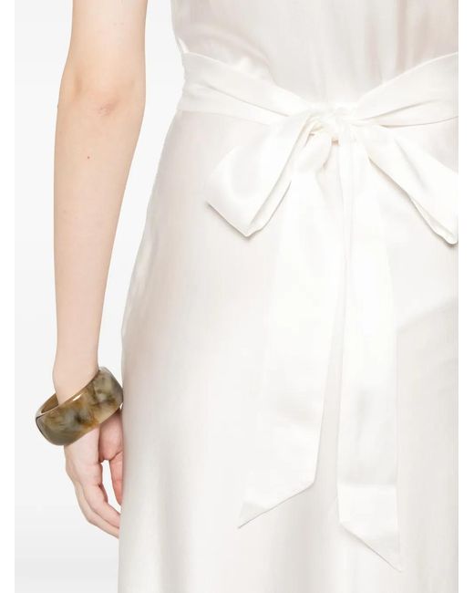 Doen White Coraline Lace V-Neck Midi Dress