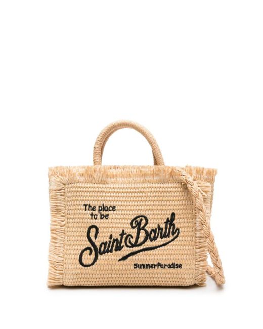 Mc2 Saint Barth Mini Vanity Straw Beach Bag in het Natural