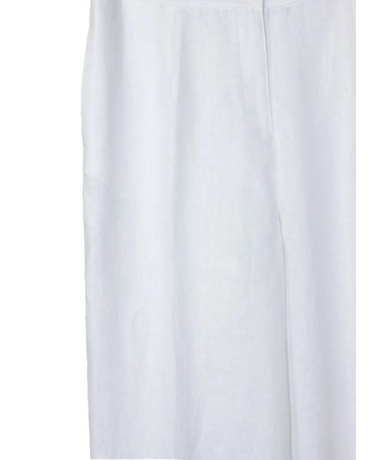 Purotatto White Linen Wide-Leg Trousers