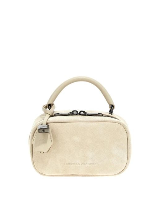 Borsa Tote Boston Explorer Piccola di Brunello Cucinelli in Natural