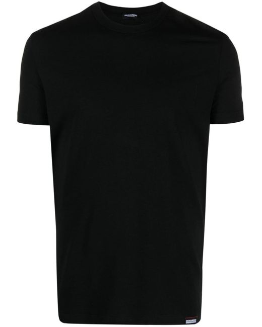 DSquared² Black Logo-patch Stretch-cotton T-shirt for men