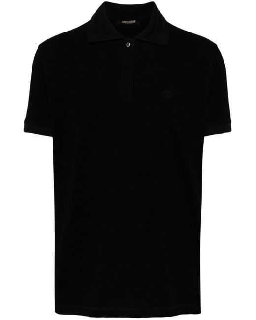 Polo con logo bordado Roberto Cavalli de hombre de color Black