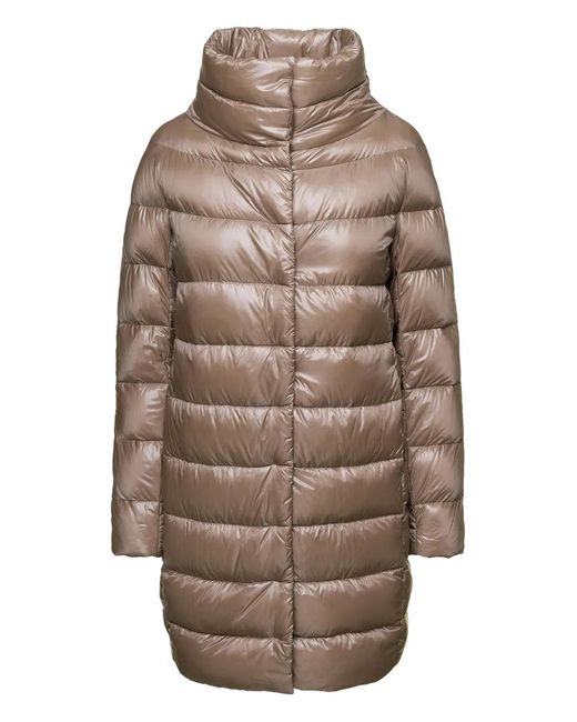 Herno Natural Dora Funnel Neck Padded Down Coat