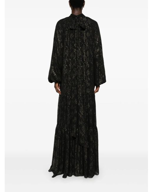 Nissa Black Glitter-Detail Maxi Dress