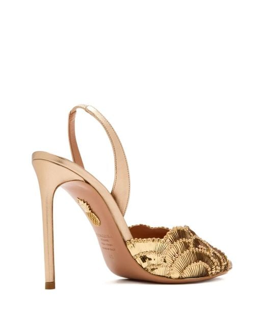 Aquazzura Metallic 105Mm Crystal-Embellishment Sandals