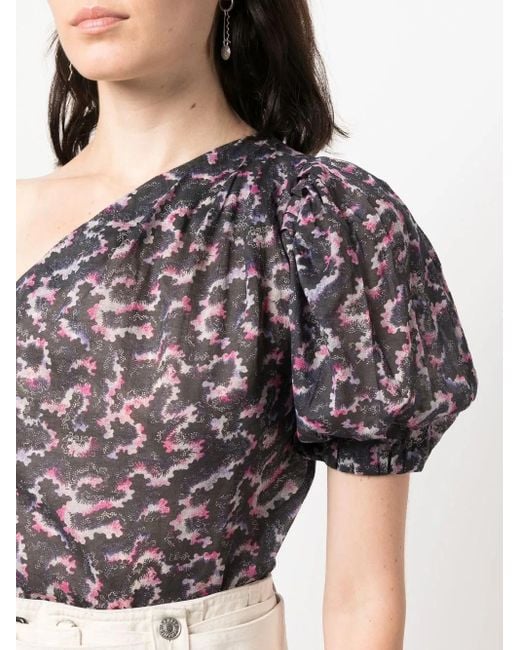 Isabel Marant Gray Liddy Asymmetric Cotton Top