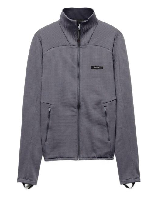 Prada Gray Logo-Patch Zip-Fastening Jacket for men