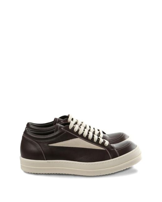 Rick Owens Black Leather Panelled Sneakers for men