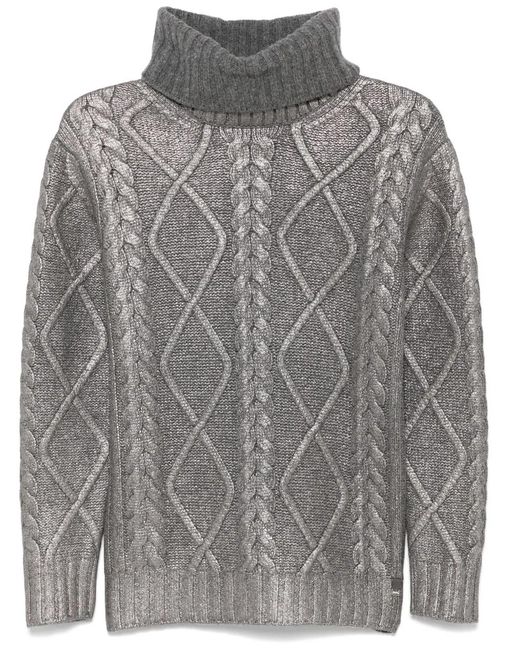 Herno Gray Lamé-Effect Sweater