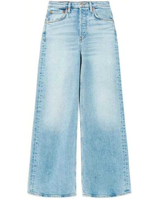 Re/done Blue Wide-Leg Cropped Jeans