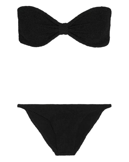Hunza G Black Bandeau Textured Bikini