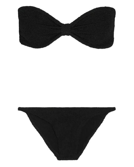 Hunza G Black Strukturierter Bandeau-Bikini