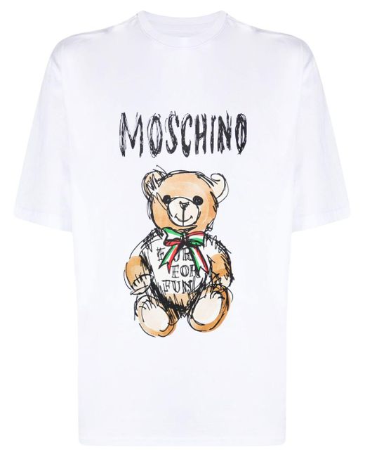 Camiseta con estampado Teddy Bear Moschino de hombre de color White