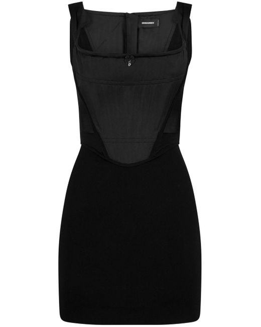 Logo-pendant corset minidress di DSquared² in Black