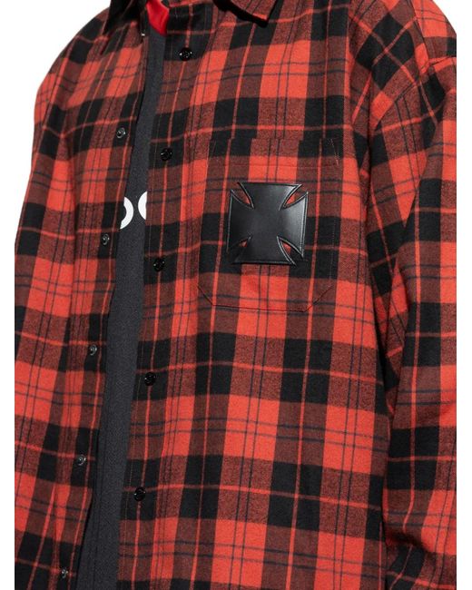 Vetements Red Simply-Check-Hgbt Checked Patch Shirt for men