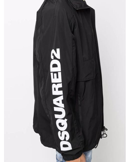 Cappotto Con Zip E Stampa Logo di DSquared² in Blue da Uomo