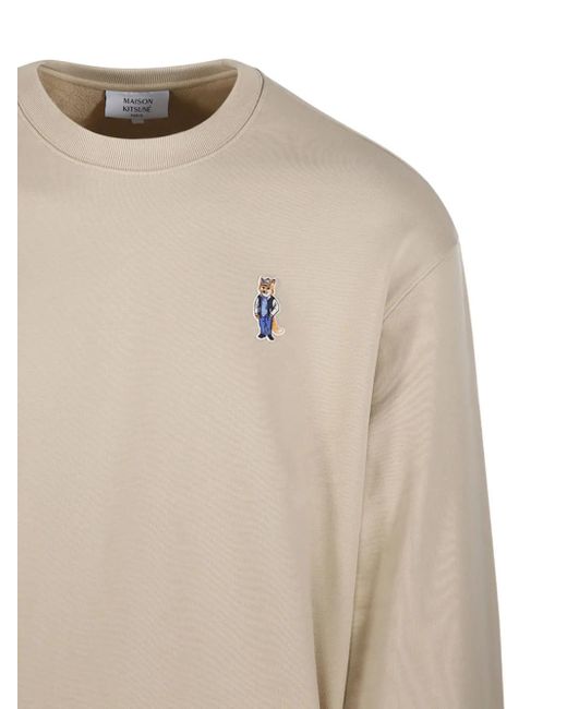 Maison Kitsuné Natural Fox-Embroidered Sweatshirt for men