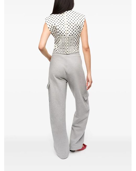 Ganni White Top With Polka Dot Pattern