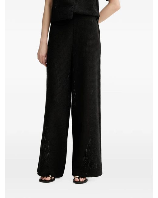 Marc O' Polo Black Crochet-Knit Wide-Leg Trousers