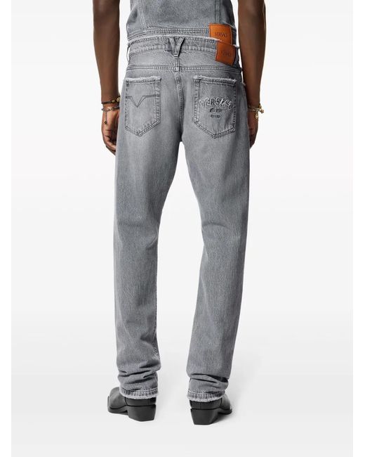 Versace Gray Cotton Denim Pants for men