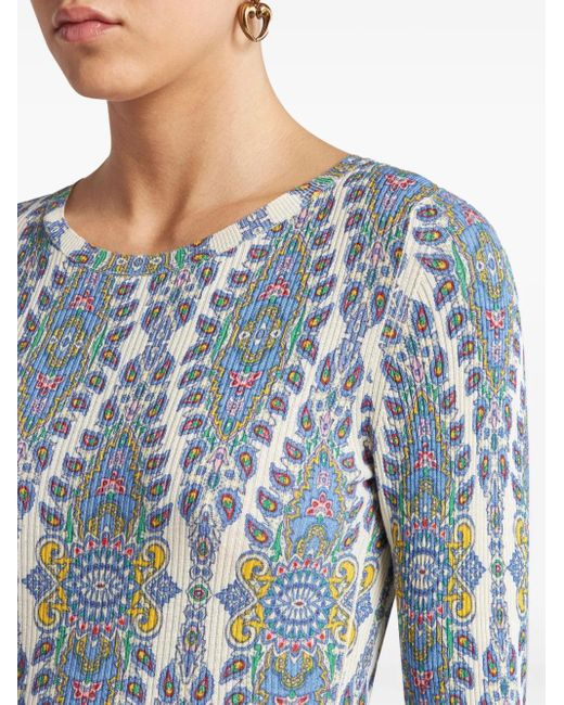 Jersey de punto fino con estampado de cachemira Etro de color Blue