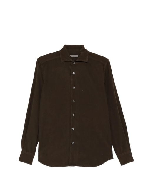 Corneliani Brown Buttoned Corduroy Shirt for men