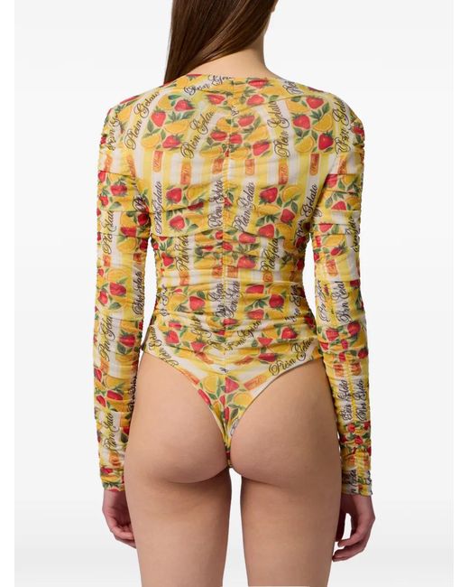 Philipp Plein White Long-Sleeve Gelato Bodysuit