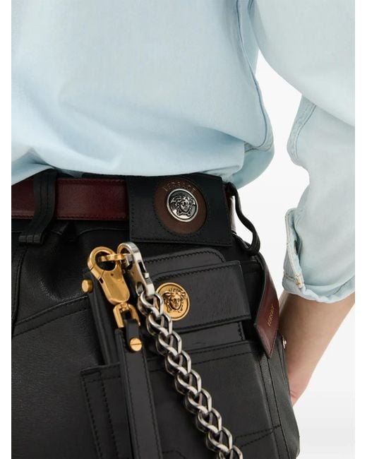 Versace Leren Broek in het Black