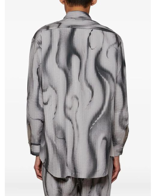 Casella Meyer Gray Pleated Print Shirt for men