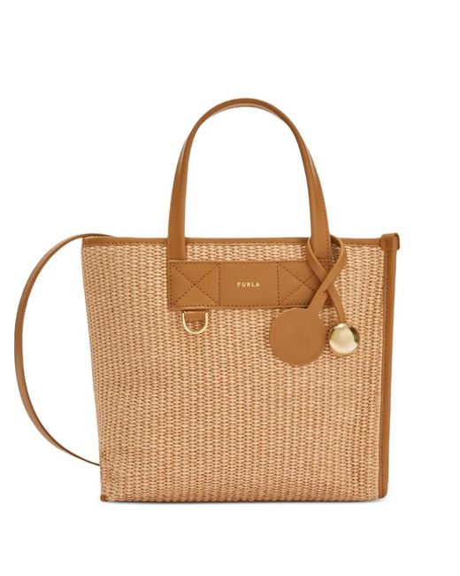 Furla Natural Petit Sac Cabas Divide It À Design Tressé