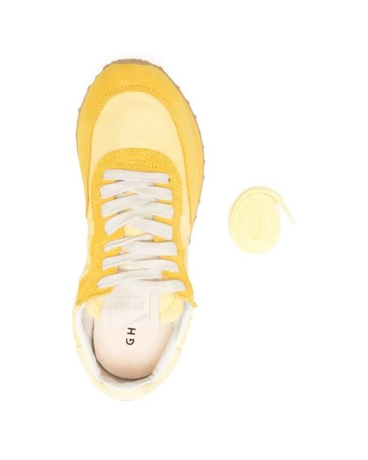 GHOUD VENICE Yellow Rush Panelled Low-Top Sneakers