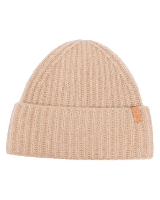 Vince Natural Ribbed-Knit Cashmere Beanie